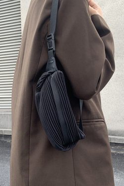 Boho Black Wrinkled Solid Durable Faux Leather Mini Bag