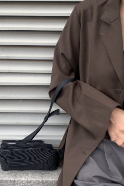 Boho Black Wrinkled Solid Durable Faux Leather Mini Bag