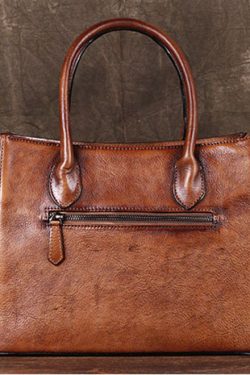 Boho Brown Print Paitings Calf Leather Satchel Handbag