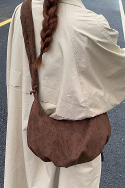 Boho Brown Solid Durable Faux Suede Saddle Bag