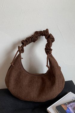 Boho Brown Solid Durable Faux Suede Saddle Bag