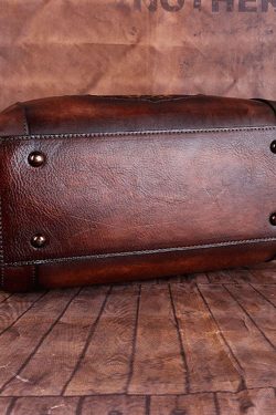 Boho Chocolate Embossing Paitings Calf Leather Tote Handbag