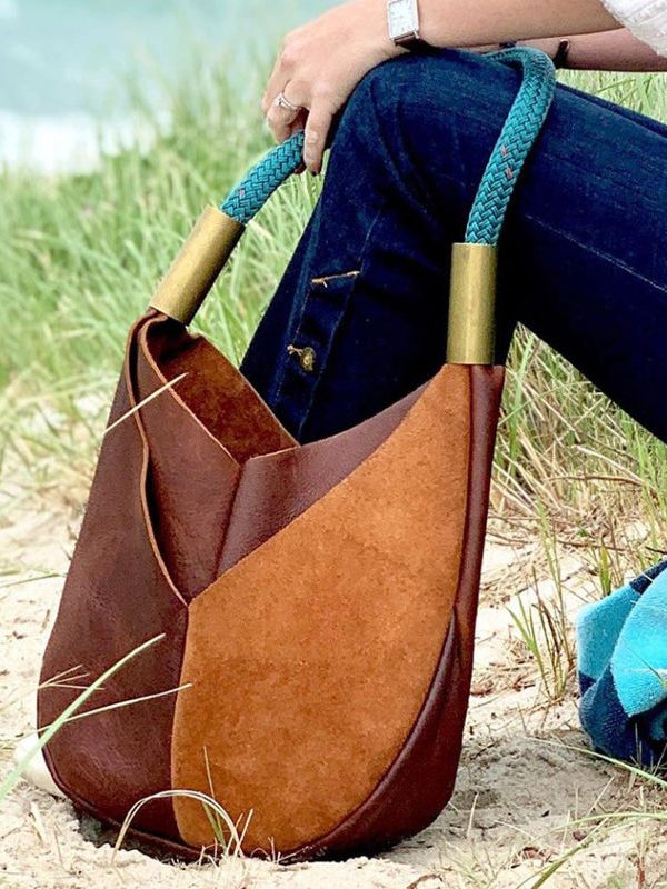 Boho Colorblock Asymmetrical Patchwork Faux Leather Shoulder Bags