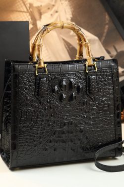 Boho Gradient Color Alligator Pattern Faux Leather Tote Handbag