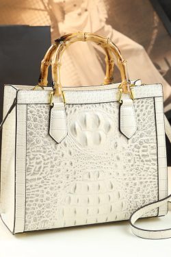 Boho Gradient Color Alligator Pattern Faux Leather Tote Handbag