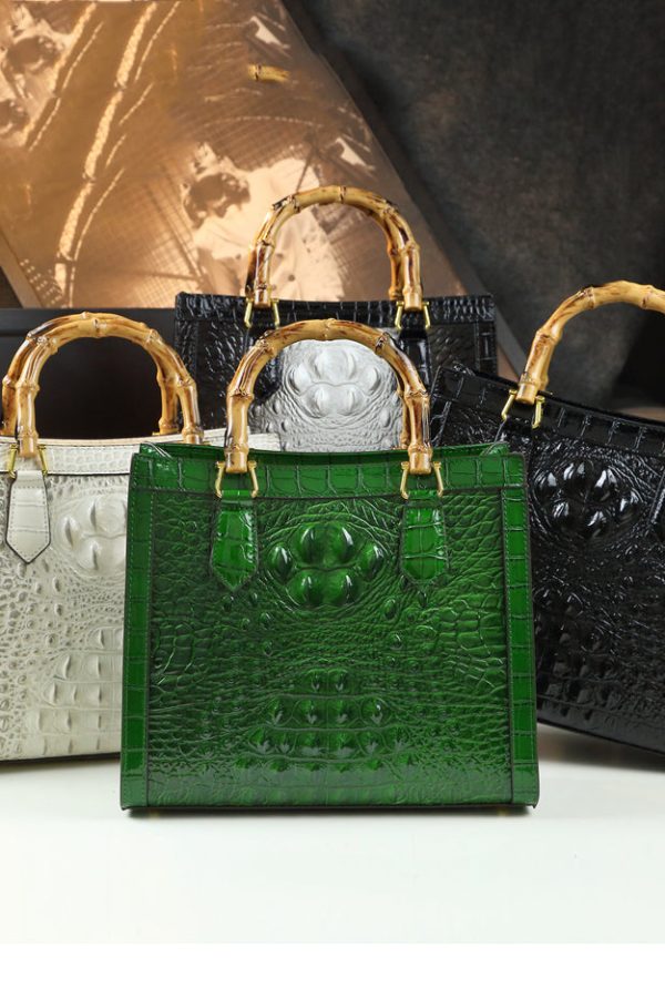 Boho Gradient Color Alligator Pattern Faux Leather Tote Handbag