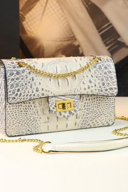 Boho Green Crocodile Pattern Faux Leather Satchel Handbag