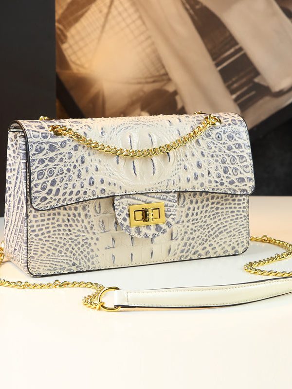 Boho Green Crocodile Pattern Faux Leather Satchel Handbag