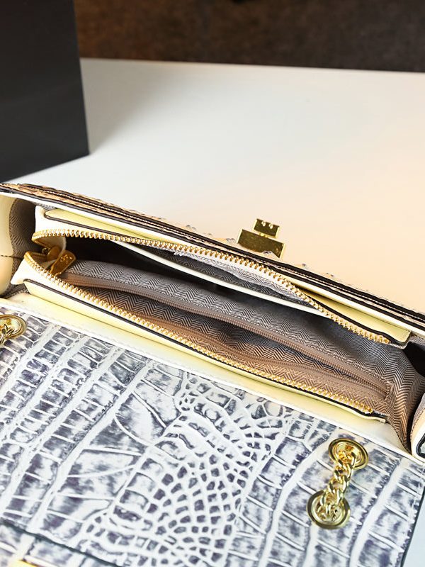 Boho Green Crocodile Pattern Faux Leather Satchel Handbag