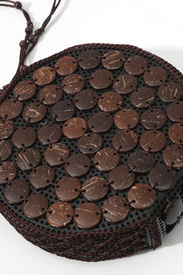 Boho Handmade Wooden Patchwork Circular Messenger Bag