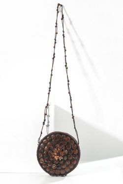 Boho Handmade Wooden Patchwork Circular Messenger Bag