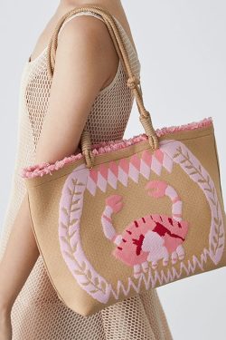 Boho Khaki Embroideried Large Capacity Shoulder Bag
