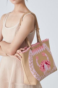 Boho Khaki Embroideried Large Capacity Shoulder Bag