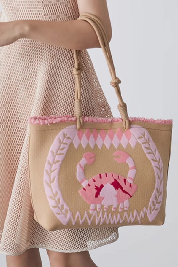 Boho Khaki Embroideried Large Capacity Shoulder Bag