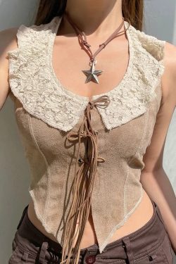 Boho Lace Up Top