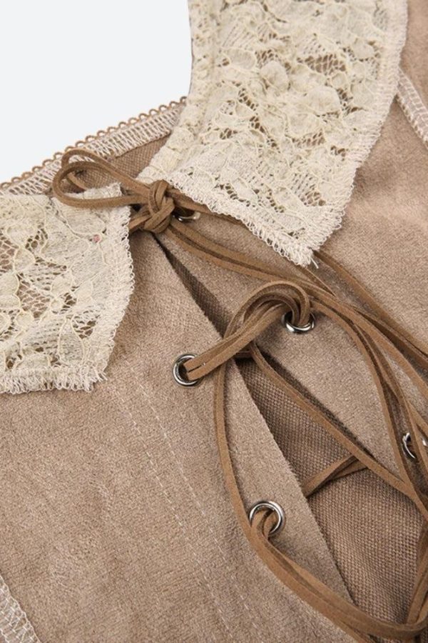 Boho Lace Up Top