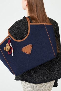 Boho Navy Large Capacity Patchwork Cotton Shoulder Bags