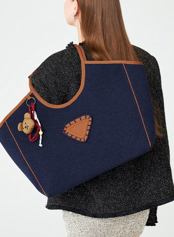 Boho Navy Large Capacity Patchwork Cotton Shoulder Bags