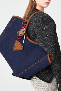 Boho Navy Large Capacity Patchwork Cotton Shoulder Bags