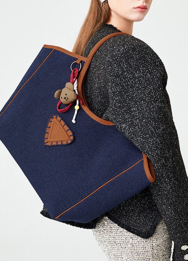 Boho Navy Large Capacity Patchwork Cotton Shoulder Bags