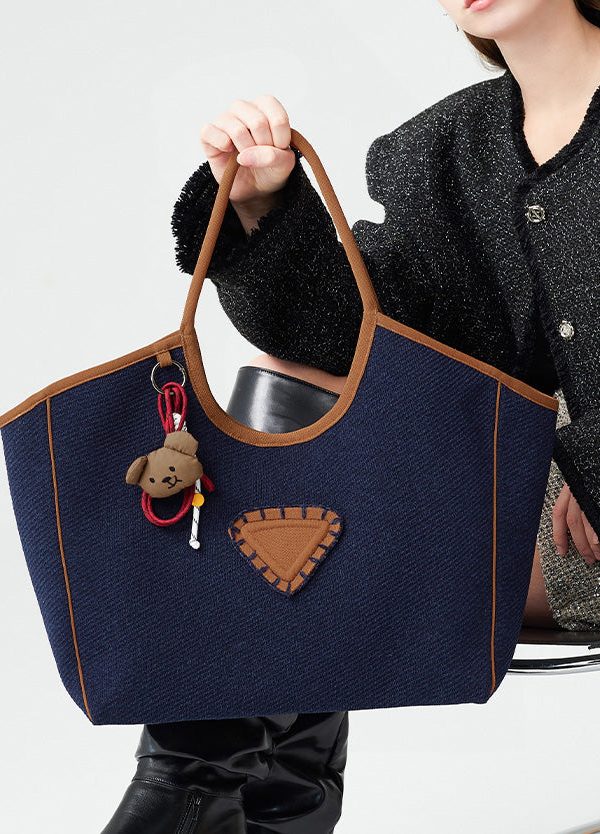 Boho Navy Large Capacity Patchwork Cotton Shoulder Bags