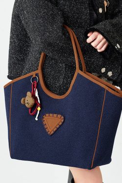 Boho Navy Large Capacity Patchwork Cotton Shoulder Bags