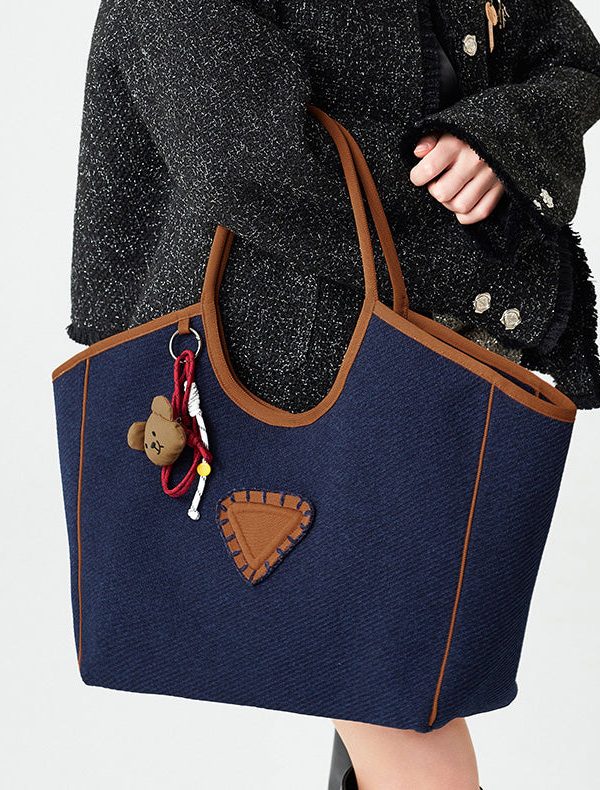 Boho Navy Large Capacity Patchwork Cotton Shoulder Bags