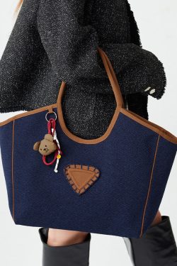 Boho Navy Large Capacity Patchwork Cotton Shoulder Bags