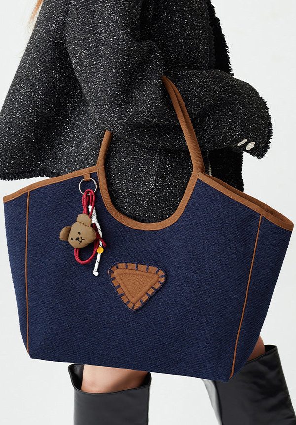 Boho Navy Large Capacity Patchwork Cotton Shoulder Bags