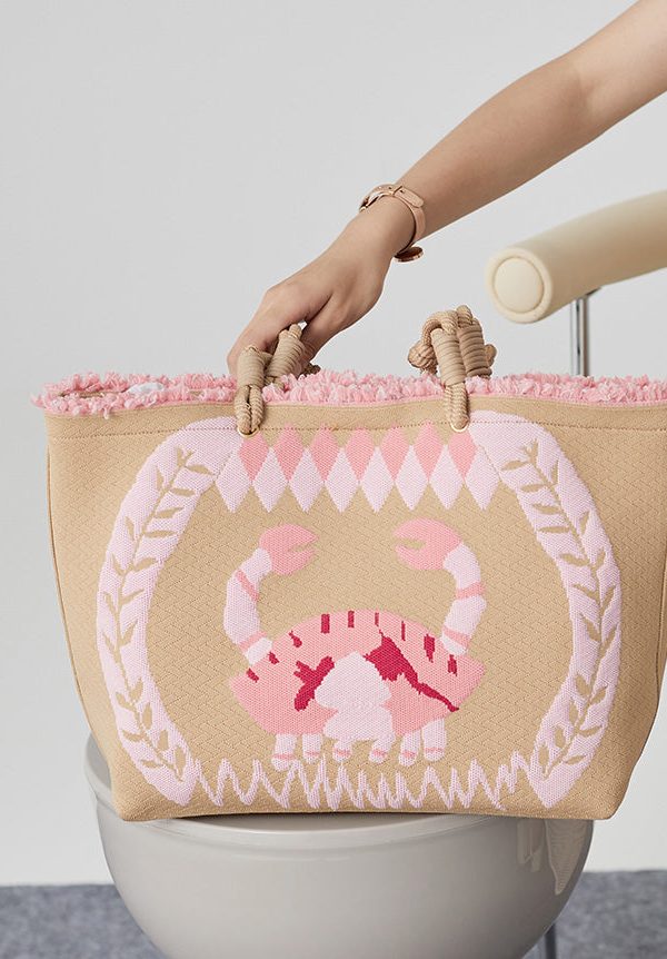 Boho Pink Jacquard Patchwork Ruffled Cotton Shoulder Handbag
