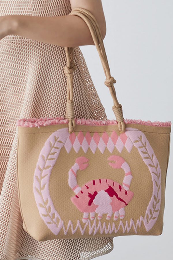 Boho Pink Jacquard Patchwork Ruffled Cotton Shoulder Handbag