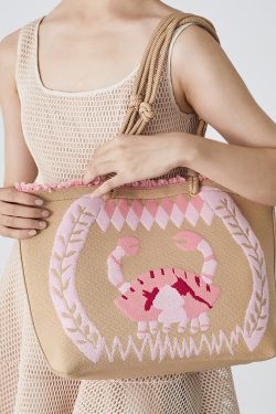 Boho Pink Jacquard Patchwork Ruffled Cotton Shoulder Handbag