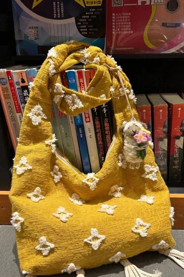 Boho Style Yellow Tassel Canvas Messenger Bag