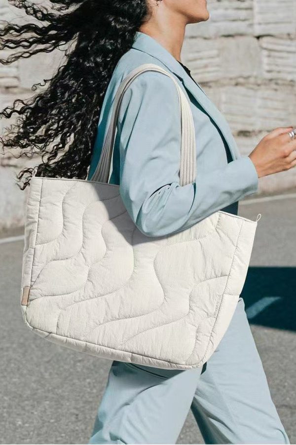 Boho White Solid Durable Large Capacity Nylon Satchel Handbag