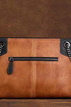 Boho Yellow Embossing Paitings Calf Leather Satchel Handbag