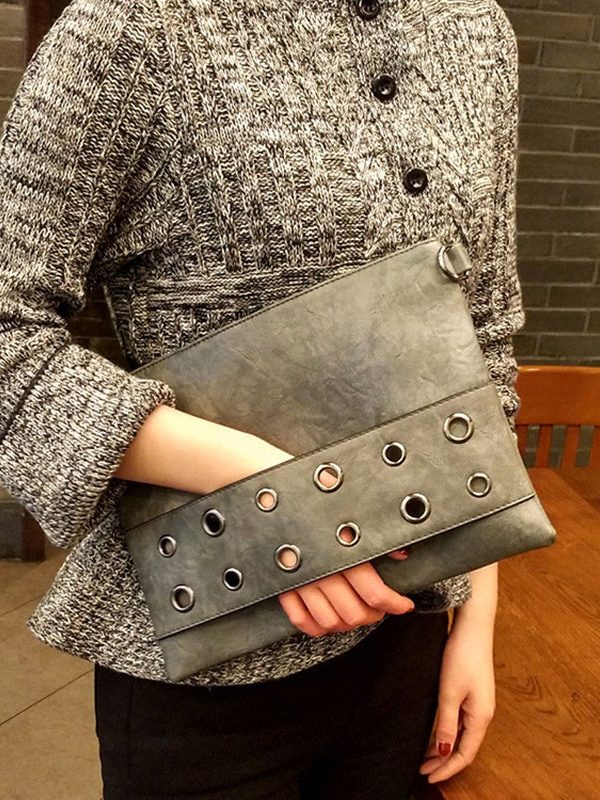 Boho Yellow Nail Bead Faux Leather Wallet Purse