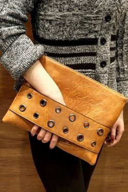 Boho Yellow Nail Bead Faux Leather Wallet Purse