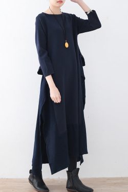 boutique bark blue sweater dresses plus size clothing sweater women side open fall dresses faux two pieces