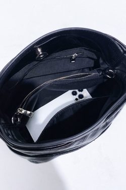 Boutique Black Jacquard Large Capacity Faux Leather Clutch Bag