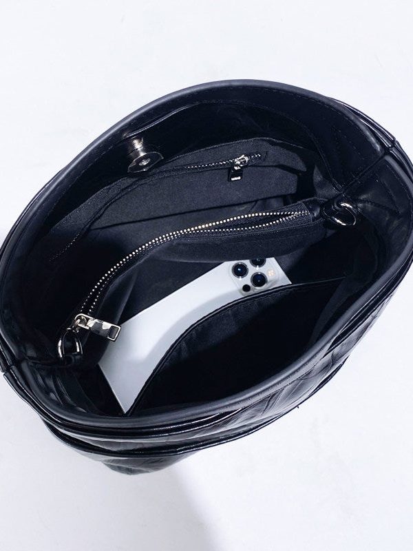 Boutique Black Jacquard Large Capacity Faux Leather Clutch Bag