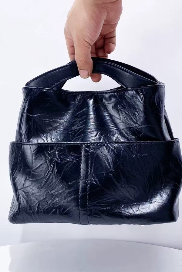 Boutique Black Jacquard Large Capacity Faux Leather Clutch Bag