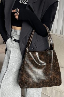 Boutique Black Large Capacity Faux Leather Satchel Handbag