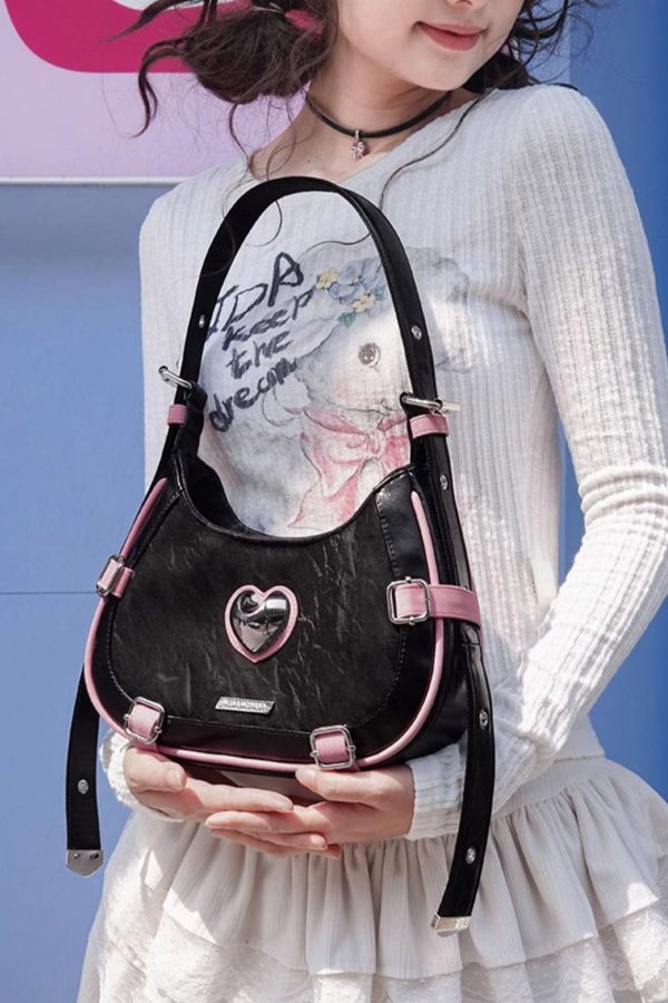 Boutique Black Sequined Faux Leather Satchel Handbag