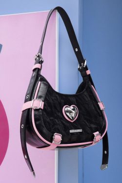 Boutique Black Sequined Faux Leather Satchel Handbag