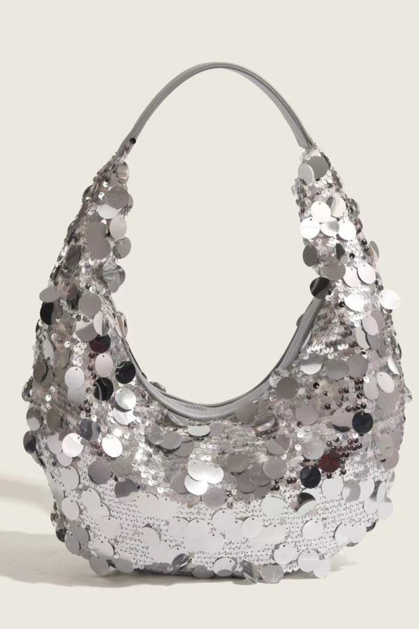 Boutique Black Sequins Party Satchel Bag Handbag