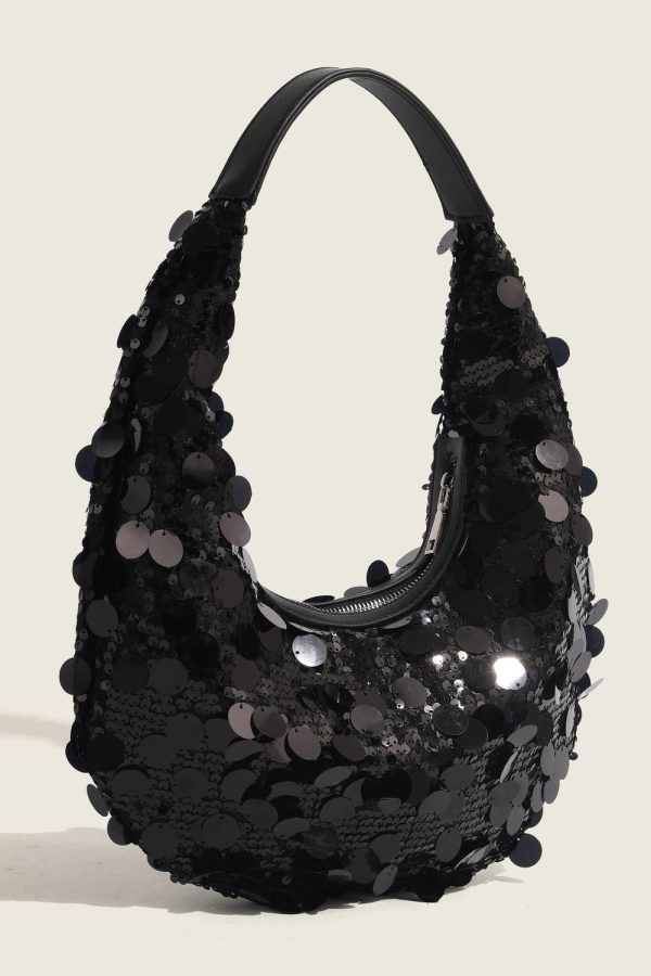 Boutique Black Sequins Party Satchel Bag Handbag