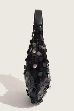 Boutique Black Sequins Party Satchel Bag Handbag