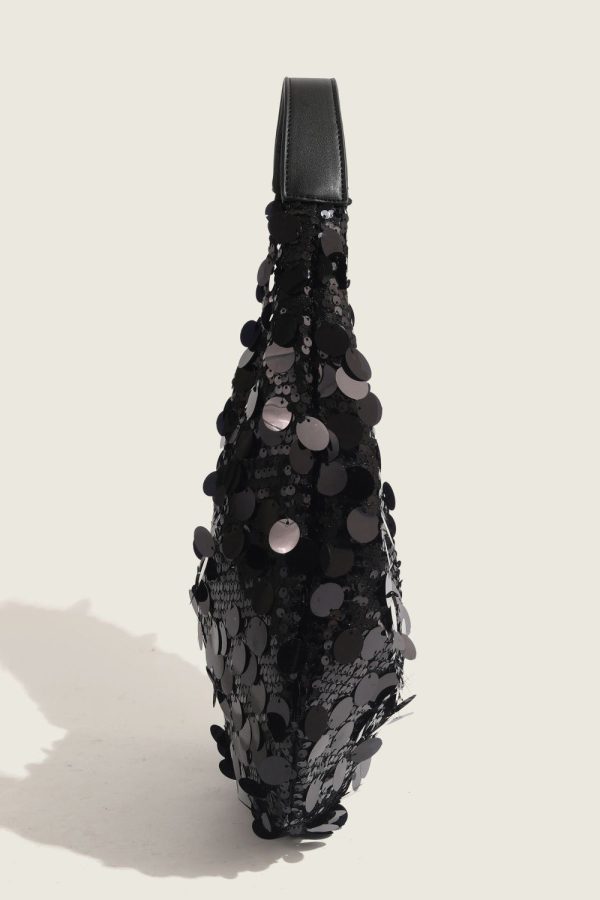 Boutique Black Sequins Party Satchel Bag Handbag