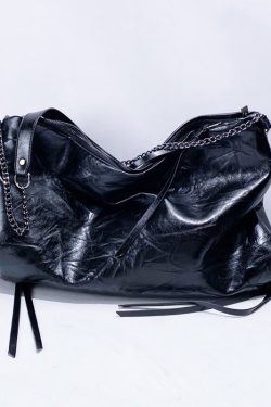 Boutique Black Solid Durable Faux Leather Flap Bag