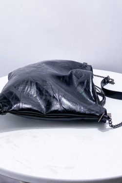 Boutique Black Solid Durable Faux Leather Flap Bag